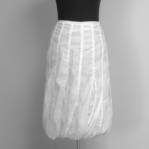Annette Gortz White Bubble Hem Cotton/ Silk Midi Skirt - Size 38 (US 6/8) - Picture 1 of 8